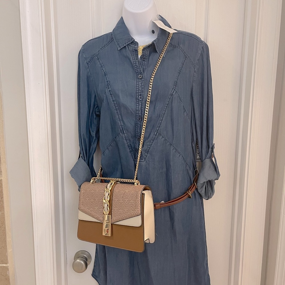 NY&Co. Denim Belted Shirt Dress (NWT) Blank NYC